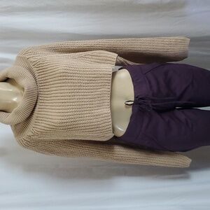 NWT 12th Tribe Cropped Turtleneck Cable Knit Sweater Size S/M